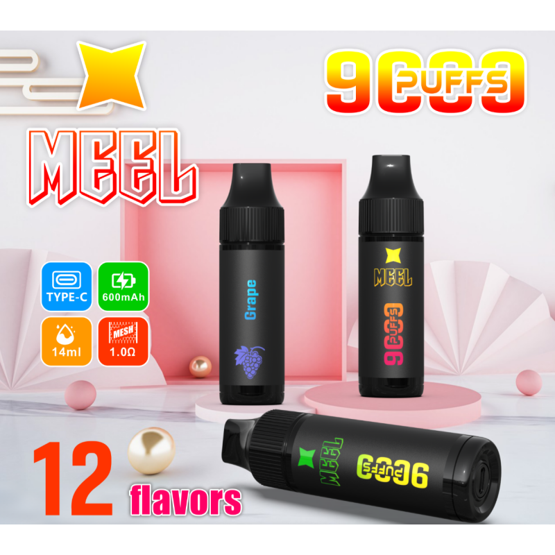 MEEL 9000口 拋棄式電子菸 14ml 大容量 Mesh 線圈 Type-C 充電 12 款水果口味
