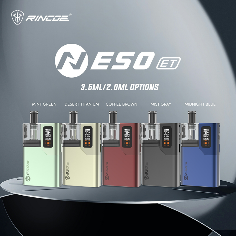 Rincoe Neso ET 電子煙主機 1400mAh 30W 可調功率 MTL RDL 雙口感 3.5ml 磁吸 Pod 11款漸層配色